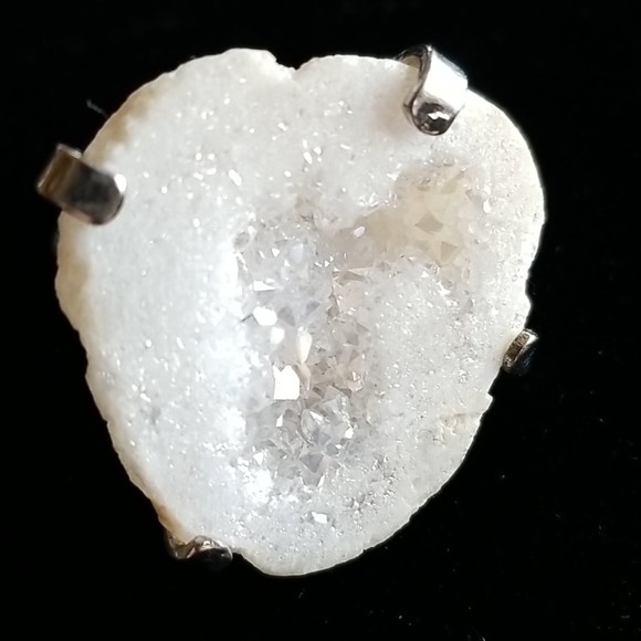 Natural Druzy Agate Crystal Stone Adjustable Statement Ring - Picture 7 of 16